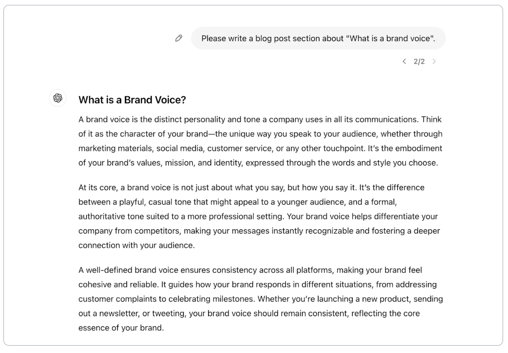 Generating copy with ChatGPT