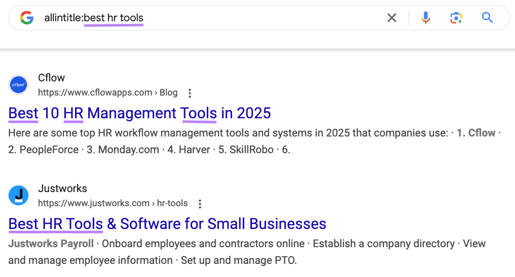 A search for results that include "best hr tools" in the title.