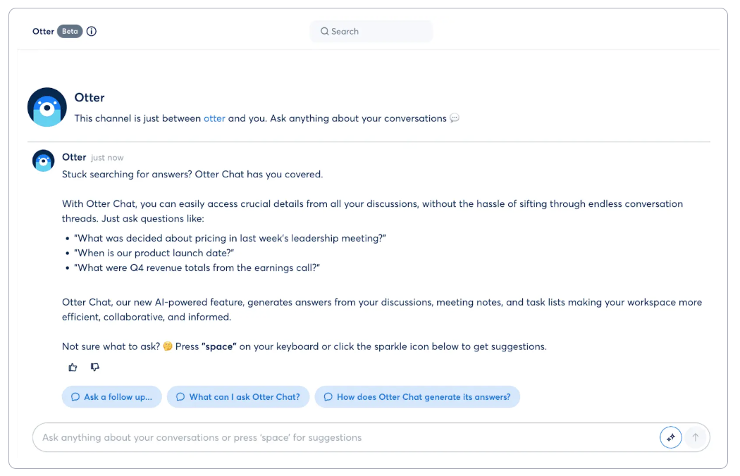 Otter: Best ChatGPT alternative for project management