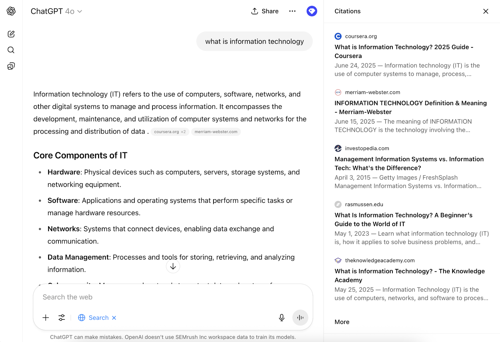 Summarized response and list of citations.