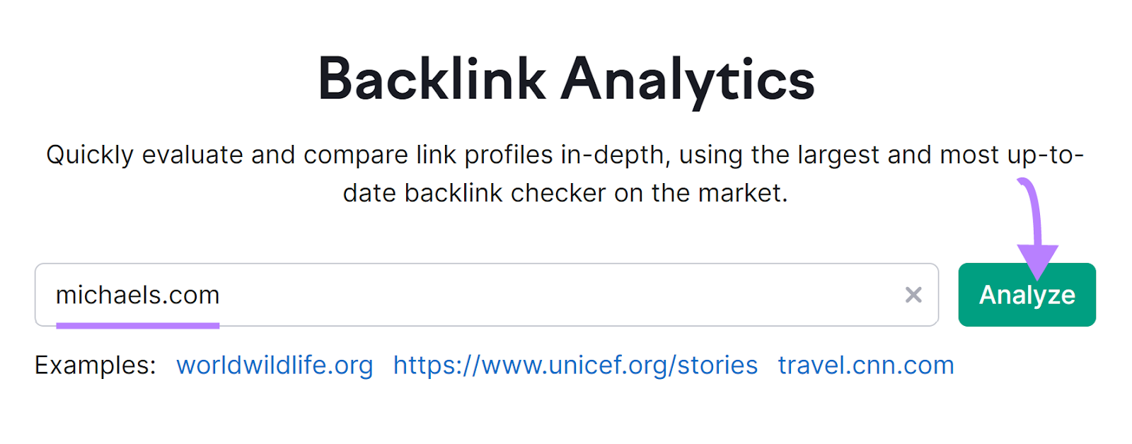 "michaels.com" entered into the Backlinks search bar