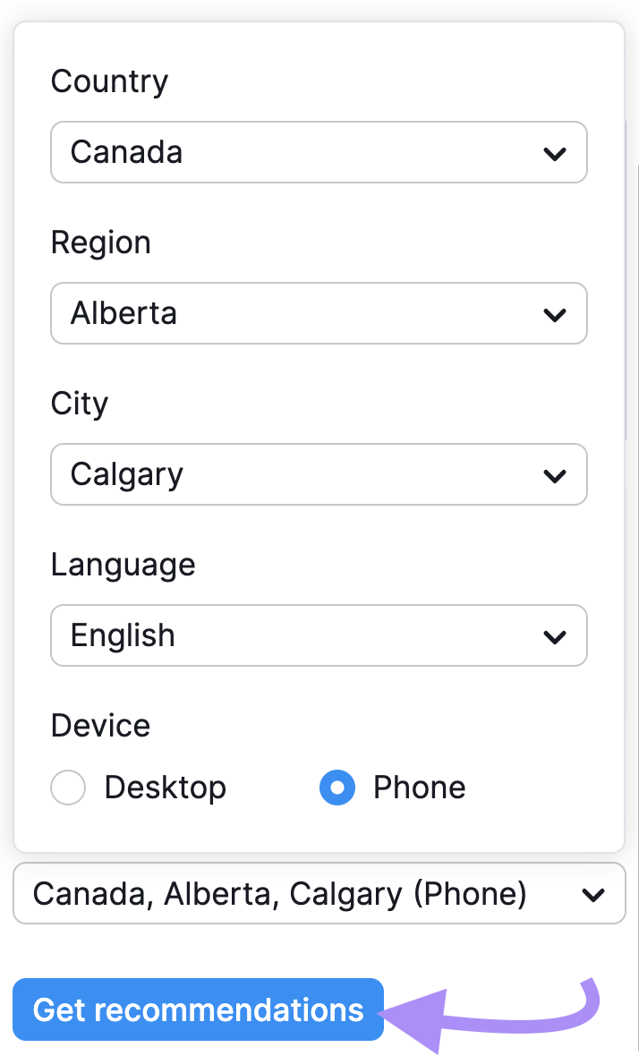 "Target audiences" section in SEO Writing Assistant