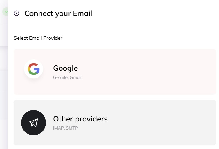 Connecting your email account(s) in AI Backlink Builder.